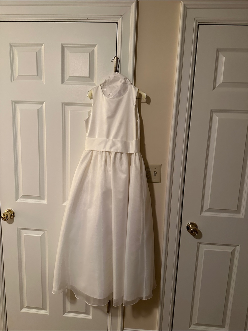 White Girls' Satin & Organza Formal Dress
